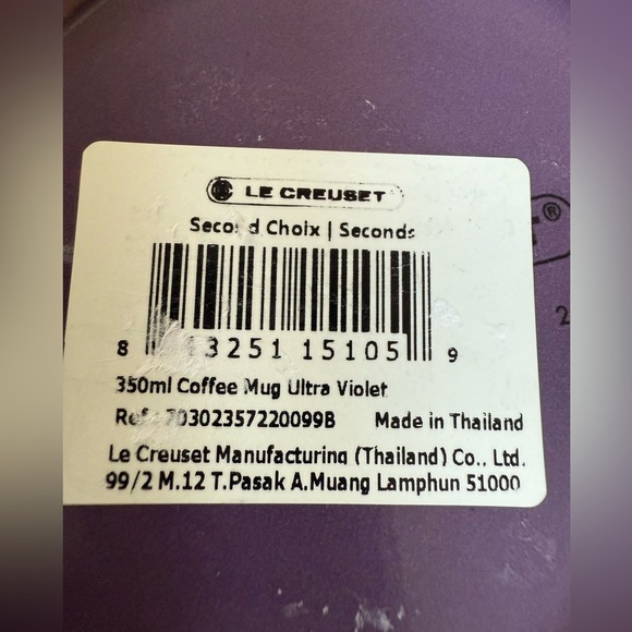 Le Creuset Purple Stoneware Coffee Mug Ultra Violet 350ml 11.8 Oz - Picture 5 of 5